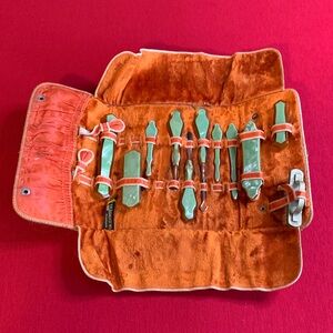 Antique Green and Orange Manicure Set